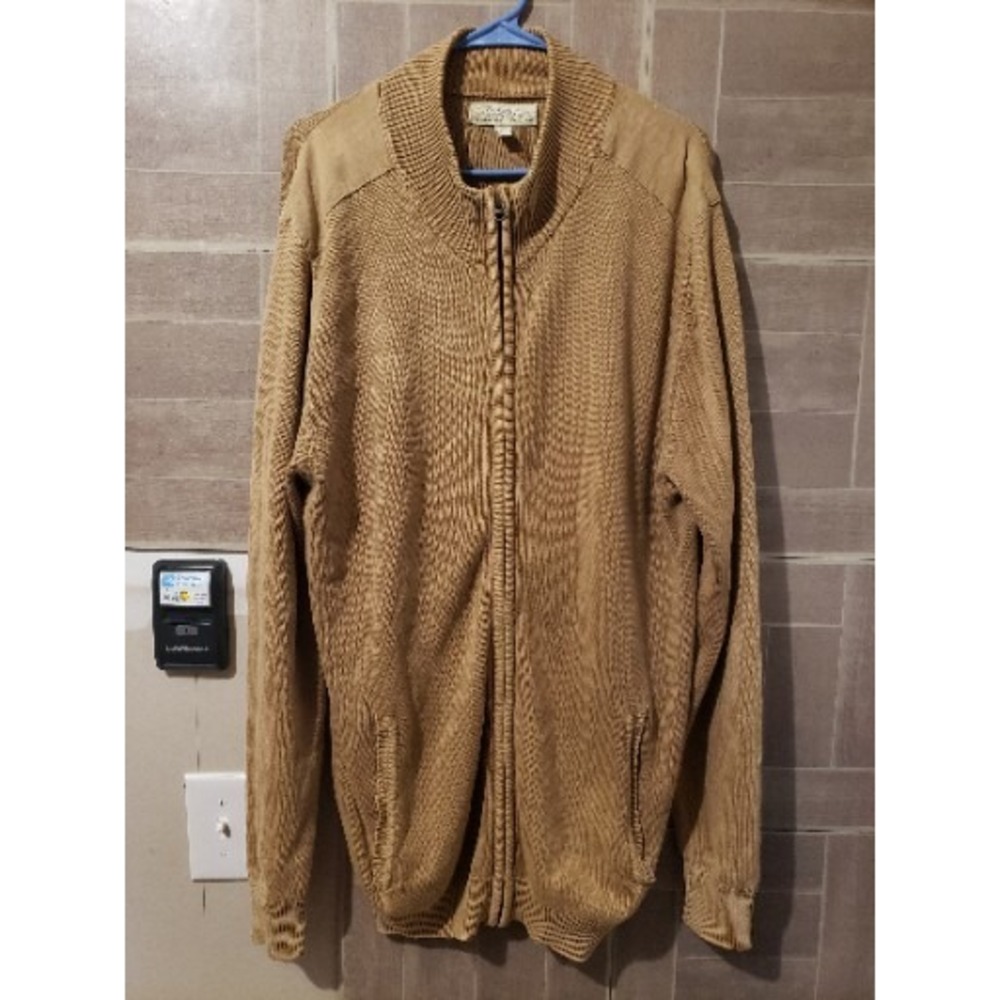 Cabela's Mens Zip Up Sweater Size Large Tall‎ Brown Beige Cabelas